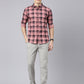 Men Pink And Black Checkered Pure Cotton Full Sleeve Casual Shirt