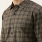 Men Dark Grey Checked Pure Cotton Full Sleeve Casual Shirt