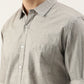 Men Grey Printed Pure Cotton Full Sleeve Casual Shirt
