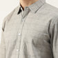 Men Grey Printed Pure Cotton Full Sleeve Casual Shirt