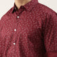 Men Maroon Printed Pure Cotton Full Sleeve Casual Shirt