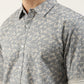Men Light Blue Printed Pure Cotton Full Sleeve Casual Shirt