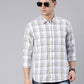 Men White Checked Cotton Blend Casual Full Sleeve Shirt