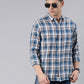 Men Blue Checked Cotton Blend Casual Full Sleeve Shirt