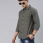 Men Green and Yellow Checked Cotton Blend Casual Full Sleeve Shirt