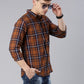 Men Brown Checked Cotton Blend Casual Full Sleeve Shirt