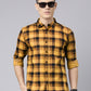 Men Mustard And Black Checkered Pure Cotton Full Sleeve Casual Shirt