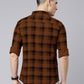 Men Brown And Black Checkered Pure Cotton Full Sleeve Casual Shirt