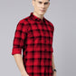 Men Red And Black Checkered Pure Cotton Full Sleeve Casual Shirt