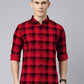Men Red And Black Checkered Pure Cotton Full Sleeve Casual Shirt