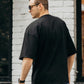 Broon Men Solid Black Oversize Round Neck T-Shirt