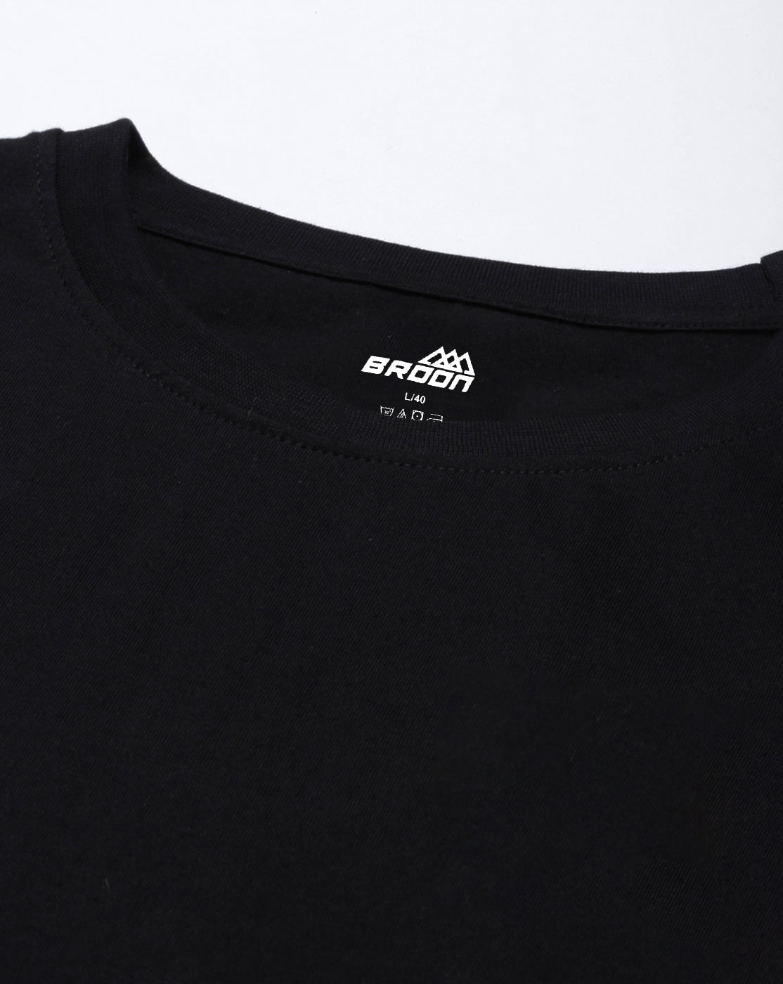 Broon Men Solid Black Oversize Round Neck T-Shirt