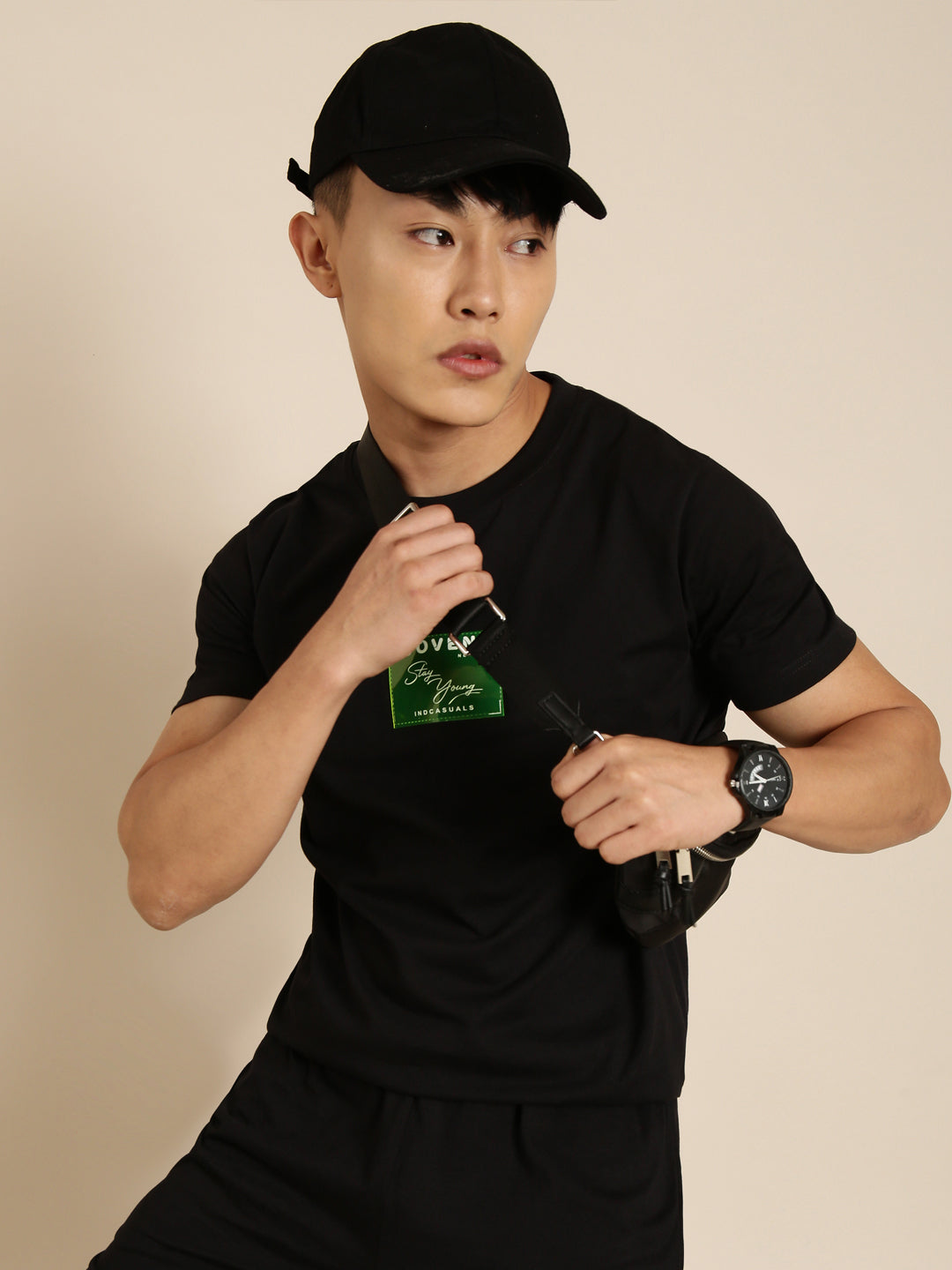 JOVEN Men Black Printed Co-Ords Set