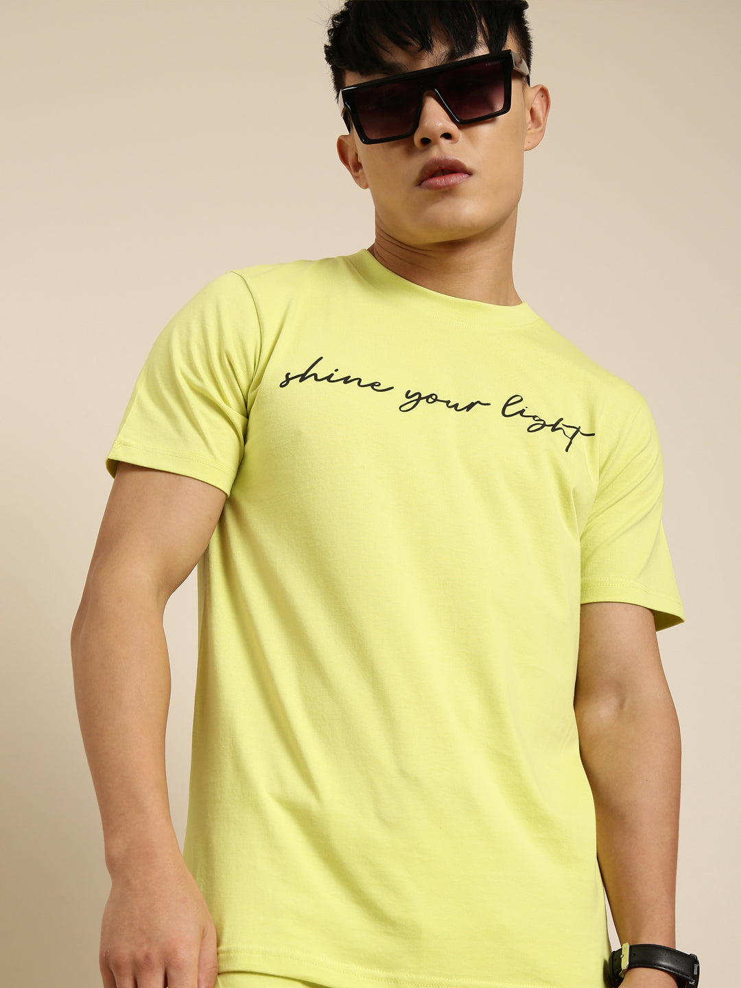 JOVEN Men Light Green Printed Co-Ords Set