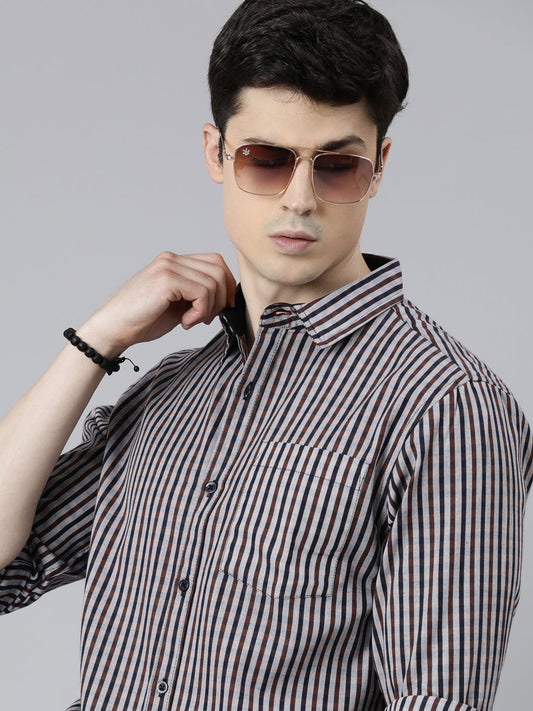 JOVEN Men Checked Pure Cotton Full Sleeve Casual Shirt