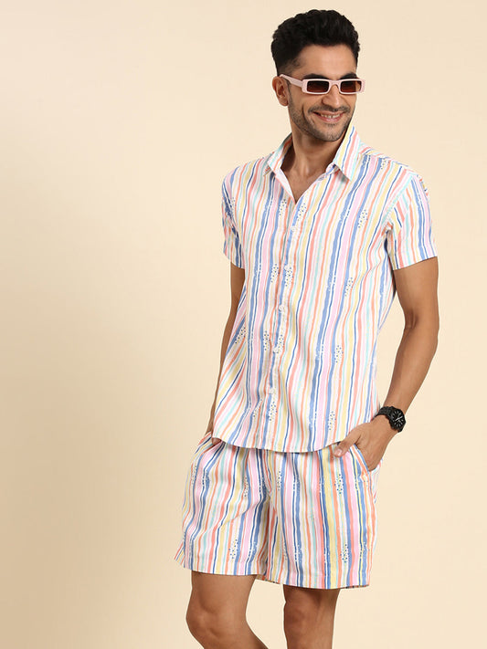Joven Men's Multicolor Printed Co-Ords Set