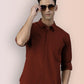 Broon Mens Slim Fit Premium Cotton Solid Shirt