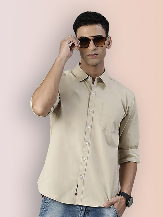 Broon Mens Slim Fit Premium Cotton Solid Shirt