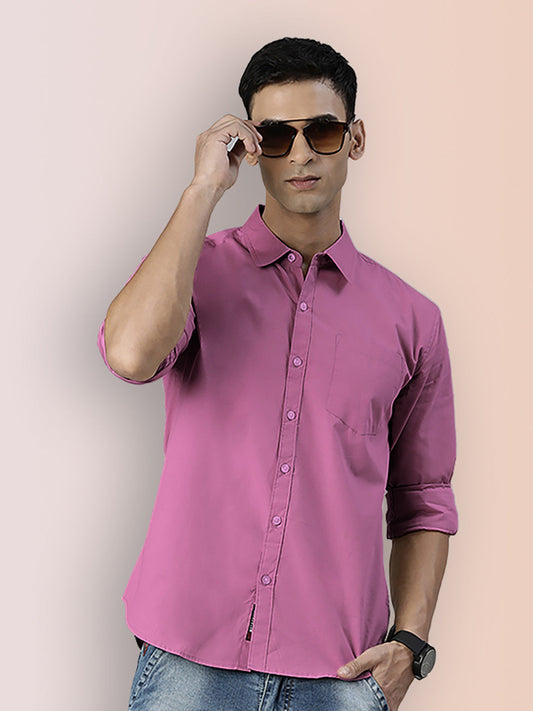 Broon Mens Slim Fit Premium Cotton Solid Shirt