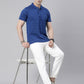 Men's Royal Blue Printed Polo Collar T-Shirt