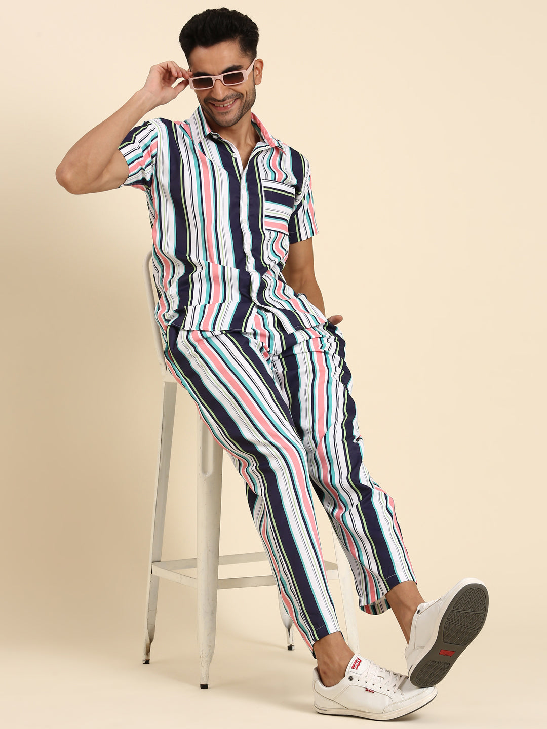 Joven Men's Multicolor Printed Co-Ords Set