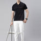 Men's Navy Blue Printed Polo Collar T-Shirt