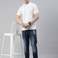 Men's White Printed Polo Collar T-Shirt