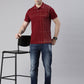 Men's Maroon Printed Polo Collar T-Shirt