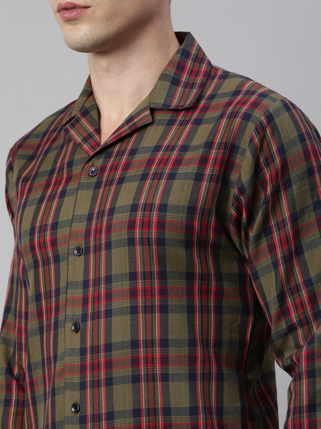 JOVEN MEN CHECKED PURE COTTON SLEEPSUIT