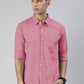 Men's Pink Solid Full Sleeve Slim Fit Casual Shirt