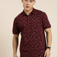 Mercerised Cotton Polo Collar Printed Tshirt in Wine