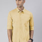 Men's Light Beige Solid Full Sleeve Slim Fit Casual Shirt