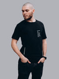 JOVEN Men Black Printed Pure Cotton Oversize Tshirt