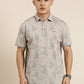 Mercerised Cotton Polo Collar Printed Tshirt in Steel Grey