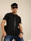 JOVEN Men Black Printed Pure Cotton Oversize Tshirt