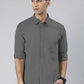 Men's Dark Grey Solid Full Sleeve Slim Fit Casual Shirt