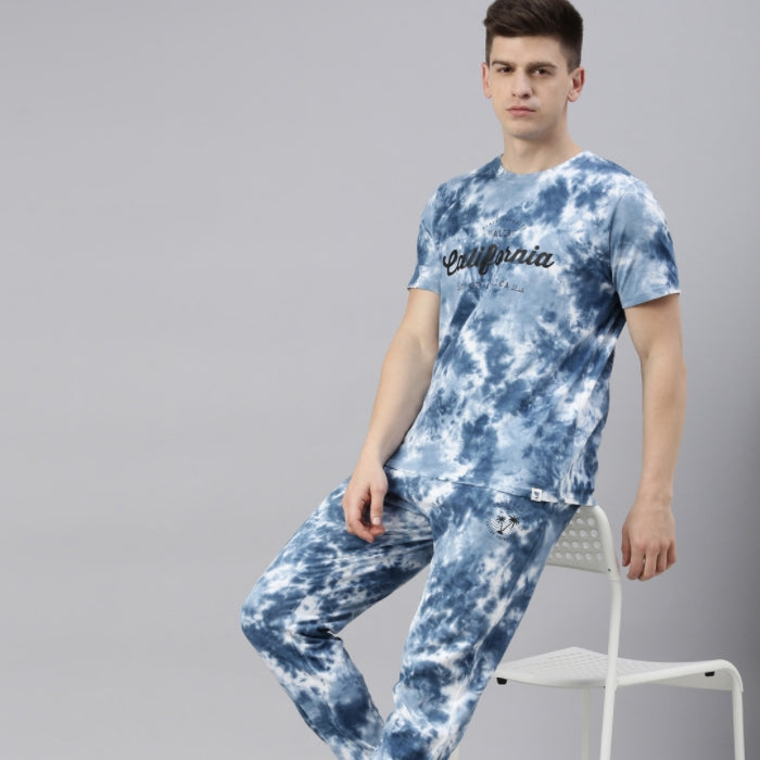 JOVEN MENS TIE-DYE CO-ORDINATED SET(T-SHIRT AND PANT SET)
