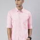 Men's Pink Solid Full Sleeve Slim Fit Casual Shirt