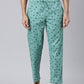JOVEN Men Mint Green Printed Pyjama