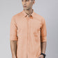 Men's Peach Solid Full Sleeve Slim Fit Casual Shirt