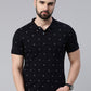 Men's Navy Blue Printed Polo Collar T-Shirt