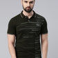 Men's Olive Printed Polo Collar T-Shirt
