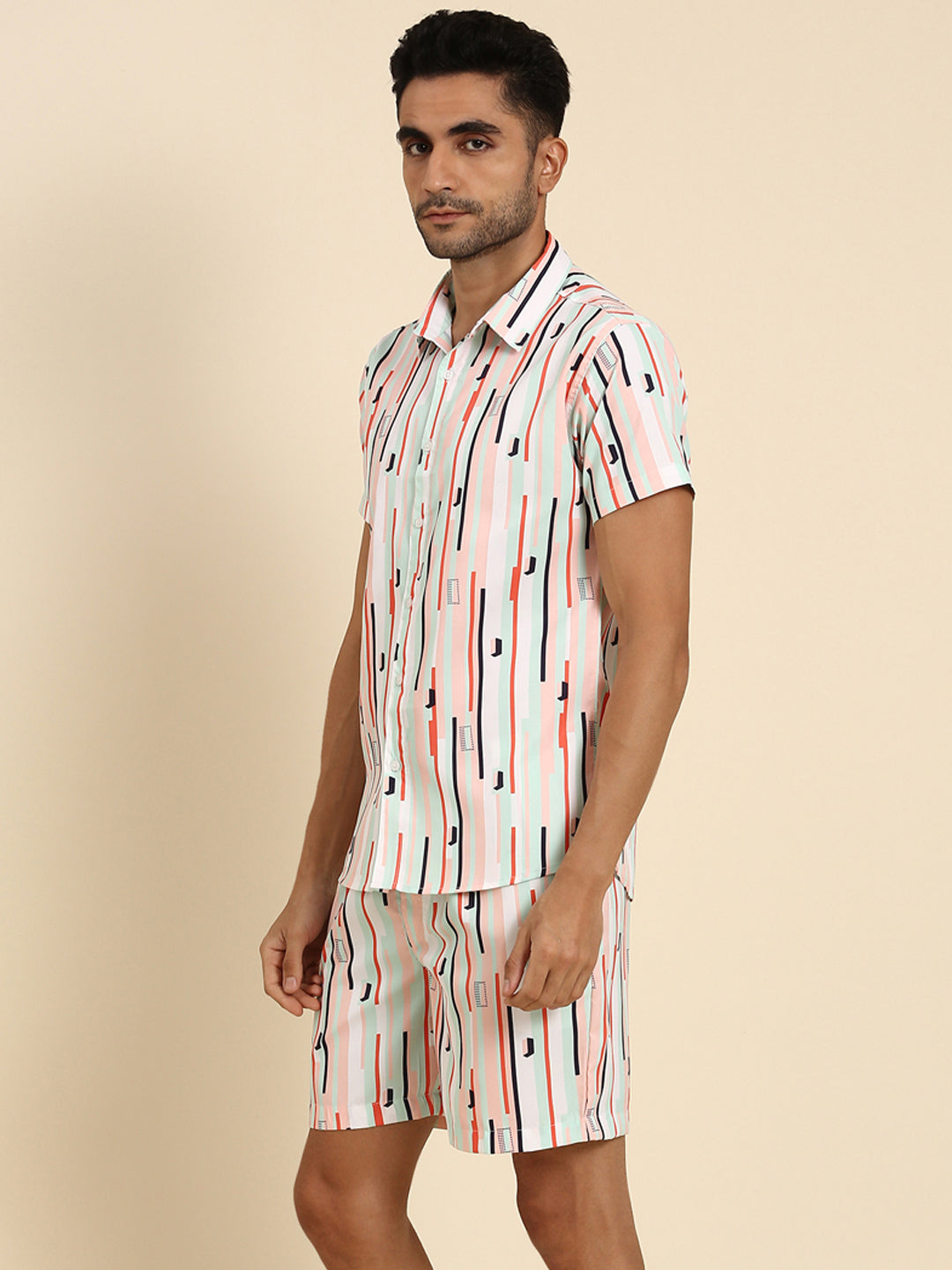 Joven Men's Multicolor Printed Co-Ords Set