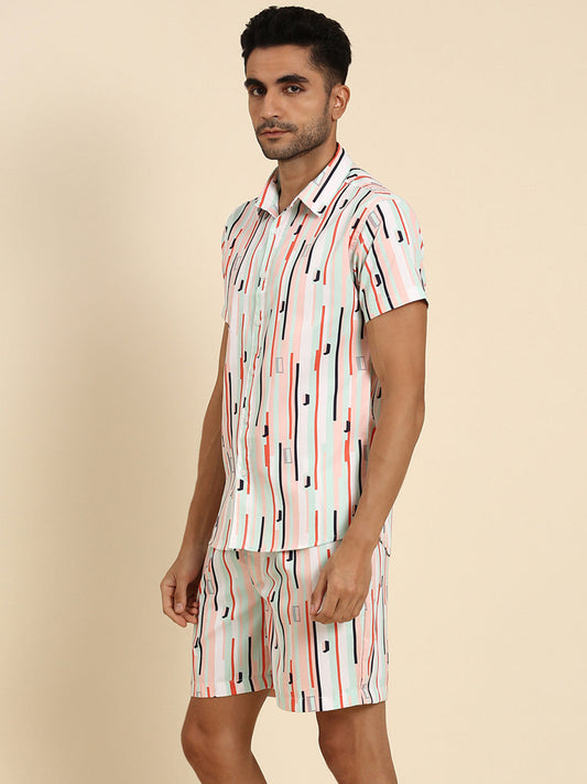 Joven Men's Multicolor Printed Co-Ords Set