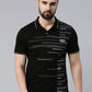 Men's Black Printed Polo Collar T-Shirt