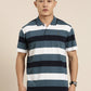 Men's Casual Multicolor Striped Polo Collar T-Shirt