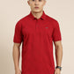 Mercerised Cotton Polo Collar Printed Tshirt in Red