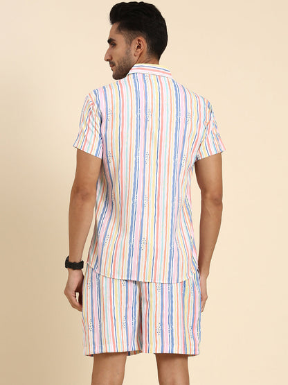 Joven Men's Multicolor Printed Co-Ords Set