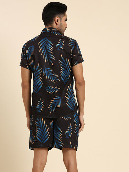 Joven Men's Black Printed Co-Ords Set
