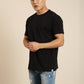 JOVEN Men Black Printed Pure Cotton Oversize Tshirt